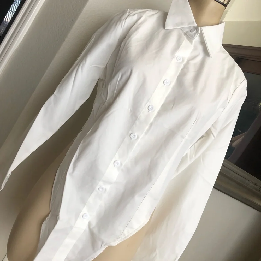 SHEIN white tail asymmetrical blouse NWT - Picture 3 of 16